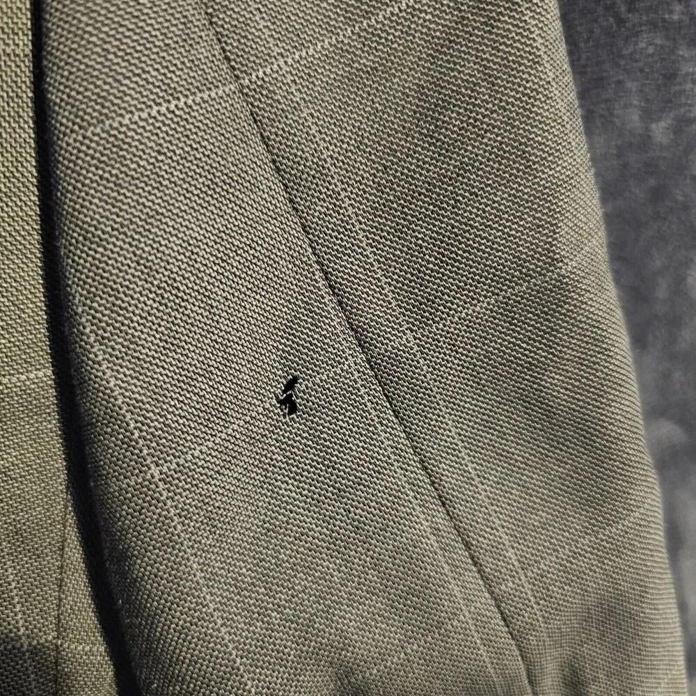 Hart Schaffner Marx Mens Grey Wool Windowpane Blazer Sportcoat 40R Flaw
